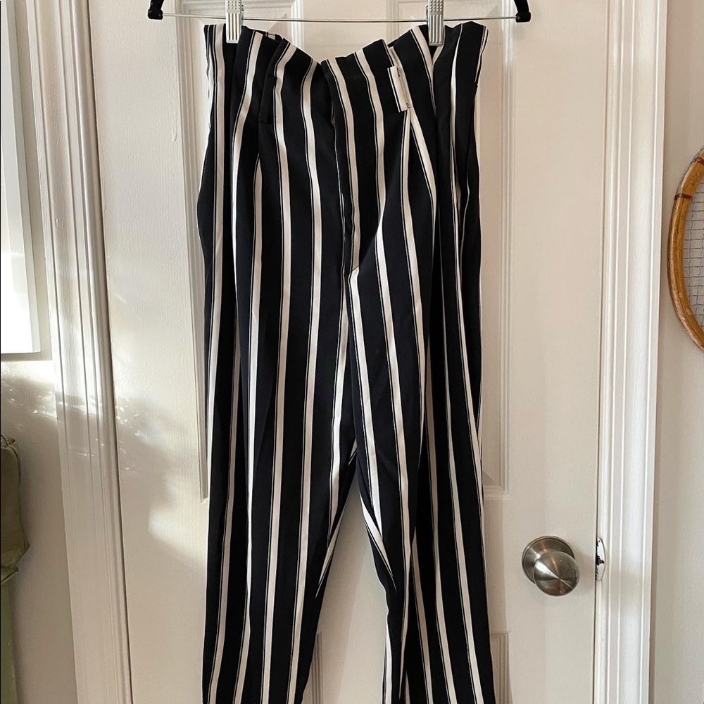 Paperbag straight leg pants
